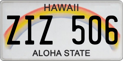 HI license plate ZIZ506