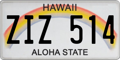 HI license plate ZIZ514