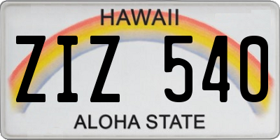 HI license plate ZIZ540