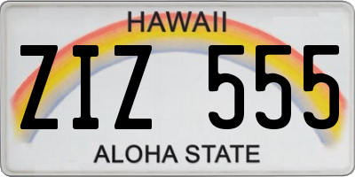 HI license plate ZIZ555