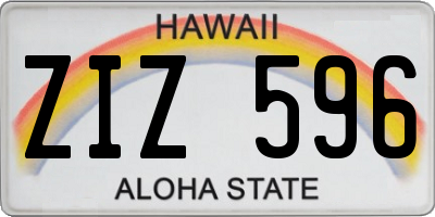 HI license plate ZIZ596