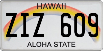 HI license plate ZIZ609