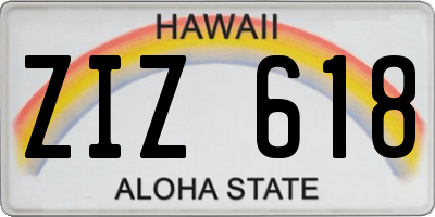 HI license plate ZIZ618