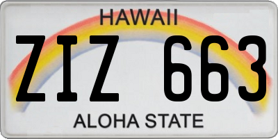 HI license plate ZIZ663