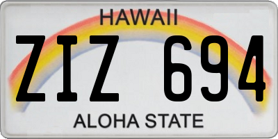 HI license plate ZIZ694