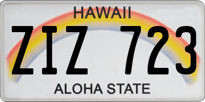 HI license plate ZIZ723