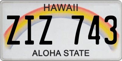 HI license plate ZIZ743