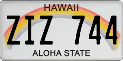 HI license plate ZIZ744