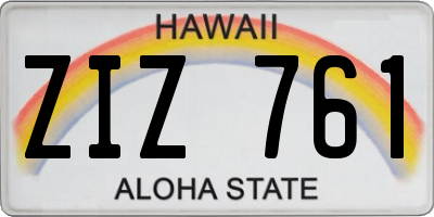 HI license plate ZIZ761