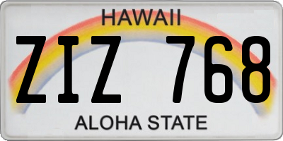 HI license plate ZIZ768