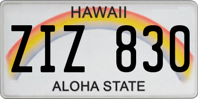 HI license plate ZIZ830