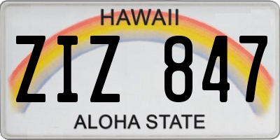 HI license plate ZIZ847