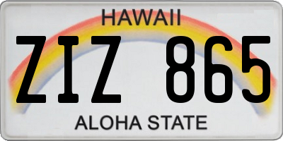 HI license plate ZIZ865