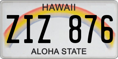 HI license plate ZIZ876
