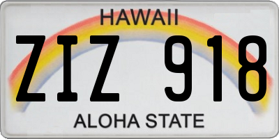 HI license plate ZIZ918