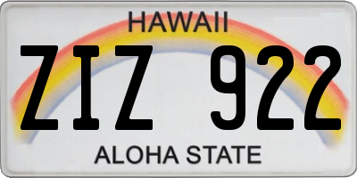 HI license plate ZIZ922