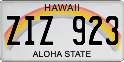 HI license plate ZIZ923