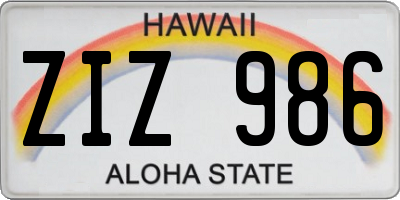 HI license plate ZIZ986