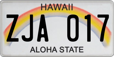 HI license plate ZJA017