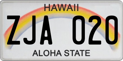 HI license plate ZJA020