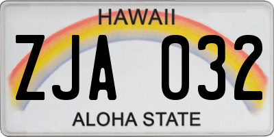 HI license plate ZJA032