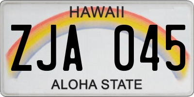 HI license plate ZJA045