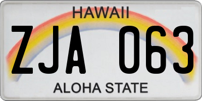 HI license plate ZJA063
