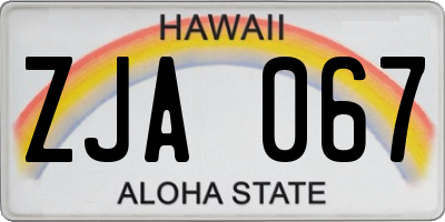 HI license plate ZJA067
