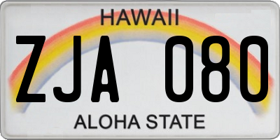 HI license plate ZJA080
