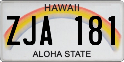 HI license plate ZJA181