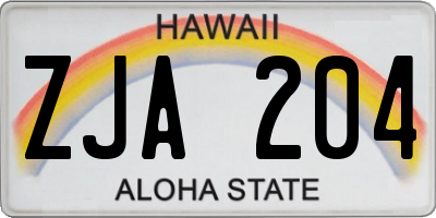 HI license plate ZJA204