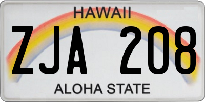 HI license plate ZJA208
