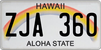 HI license plate ZJA360