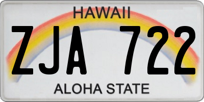 HI license plate ZJA722