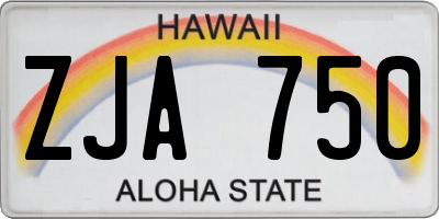 HI license plate ZJA750