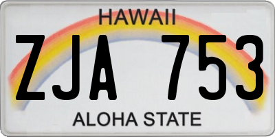 HI license plate ZJA753