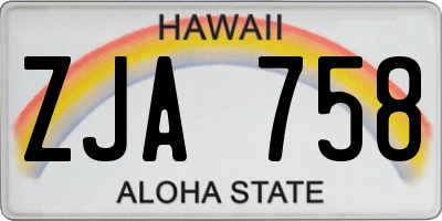 HI license plate ZJA758