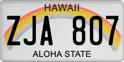 HI license plate ZJA807