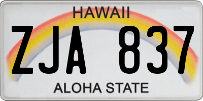 HI license plate ZJA837