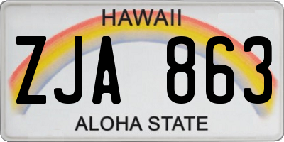 HI license plate ZJA863