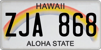 HI license plate ZJA868