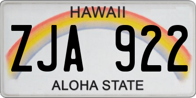 HI license plate ZJA922