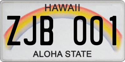 HI license plate ZJB001