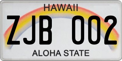HI license plate ZJB002
