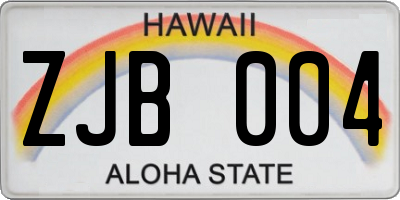 HI license plate ZJB004