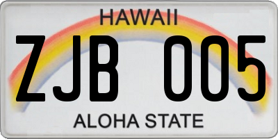 HI license plate ZJB005