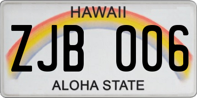 HI license plate ZJB006