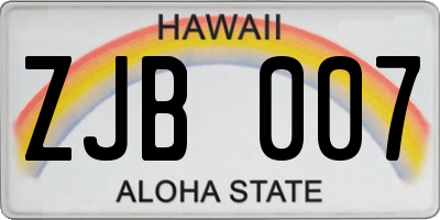 HI license plate ZJB007