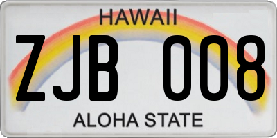 HI license plate ZJB008