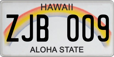 HI license plate ZJB009
